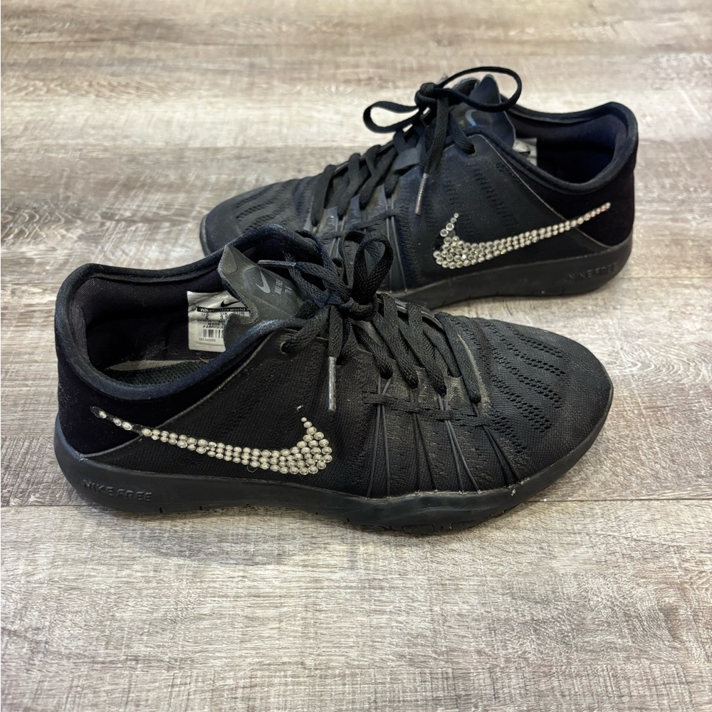 Black Nike Sneakers with Rhinestone Swoosh